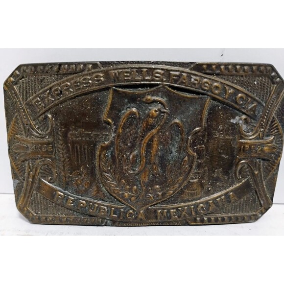 Other - VINTAGE EXPRESS WELLS FARGO Y CIA WESTERN COWBOY VAQUERO METAL BELT BUCKLE